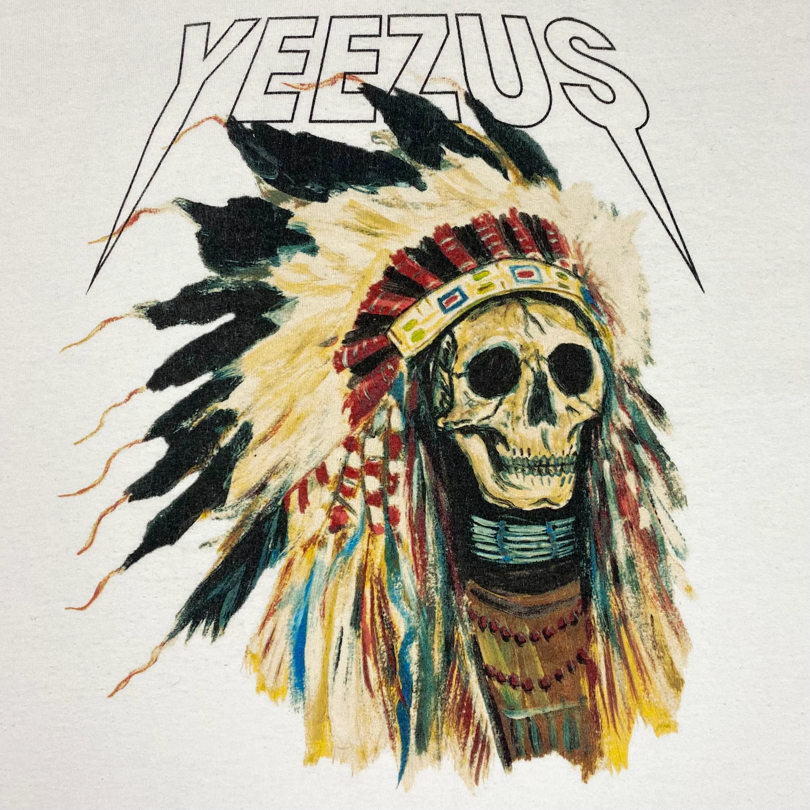 Yeezus Tour 2013 OG Native Skull Tee In White By Wes Lang - Image 2