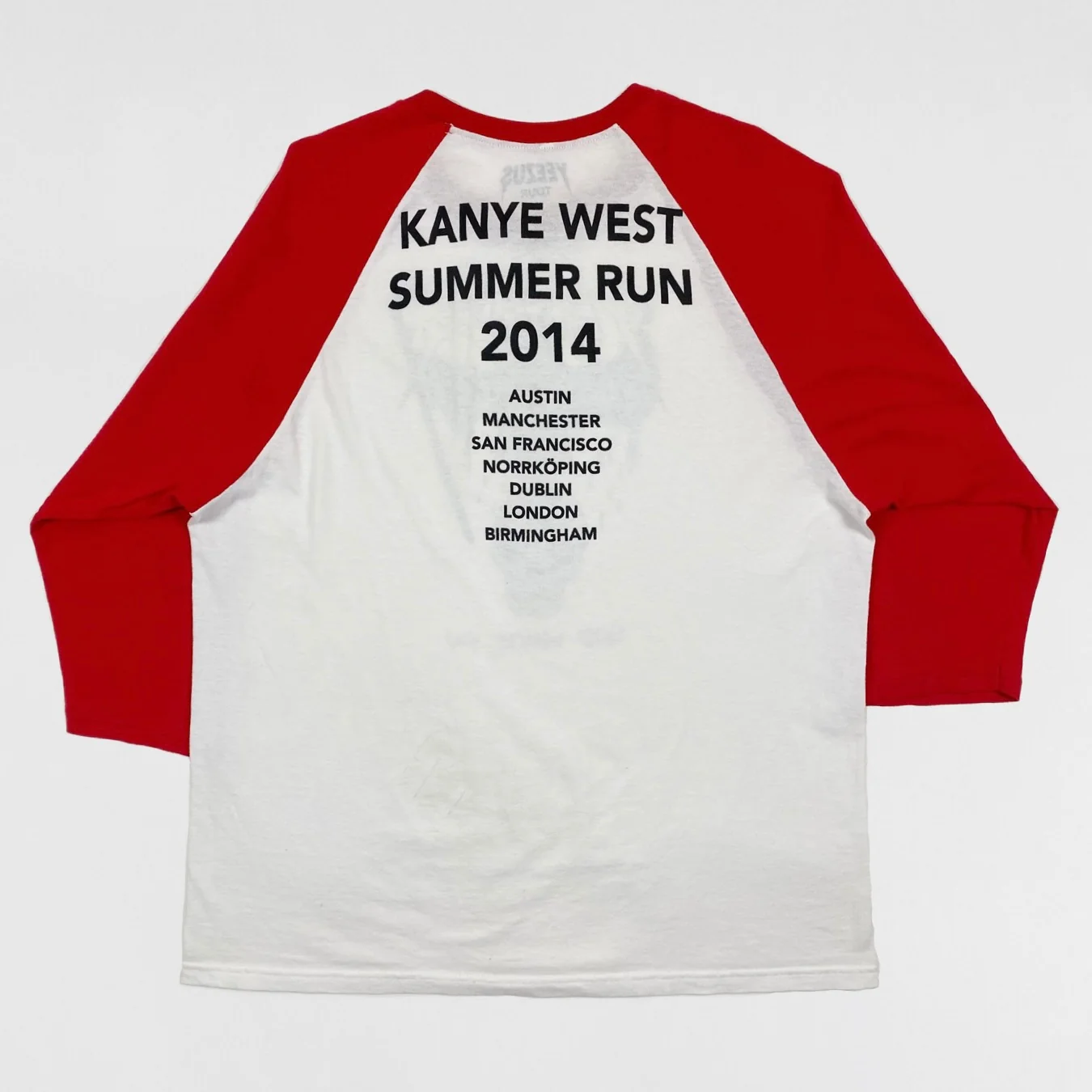 Yeezus Tour 2014 Bonnaroo Baseball Tee In White/Red - Image 6