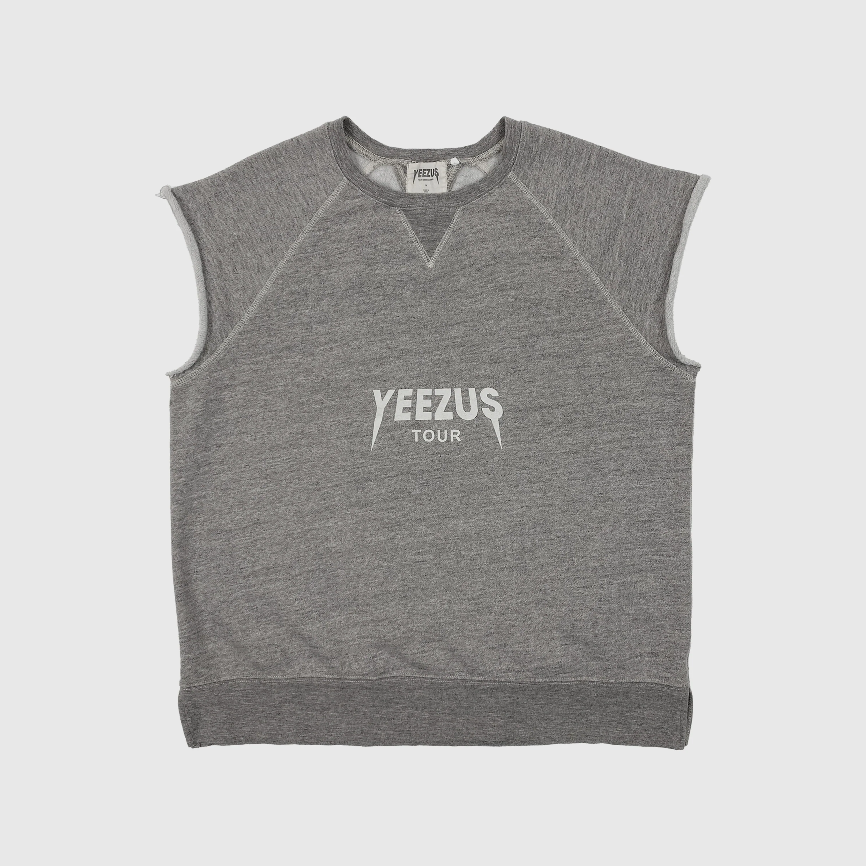 Yeezus Tour 2013 'Black Friday' Cut Off Crewneck In Heather Grey