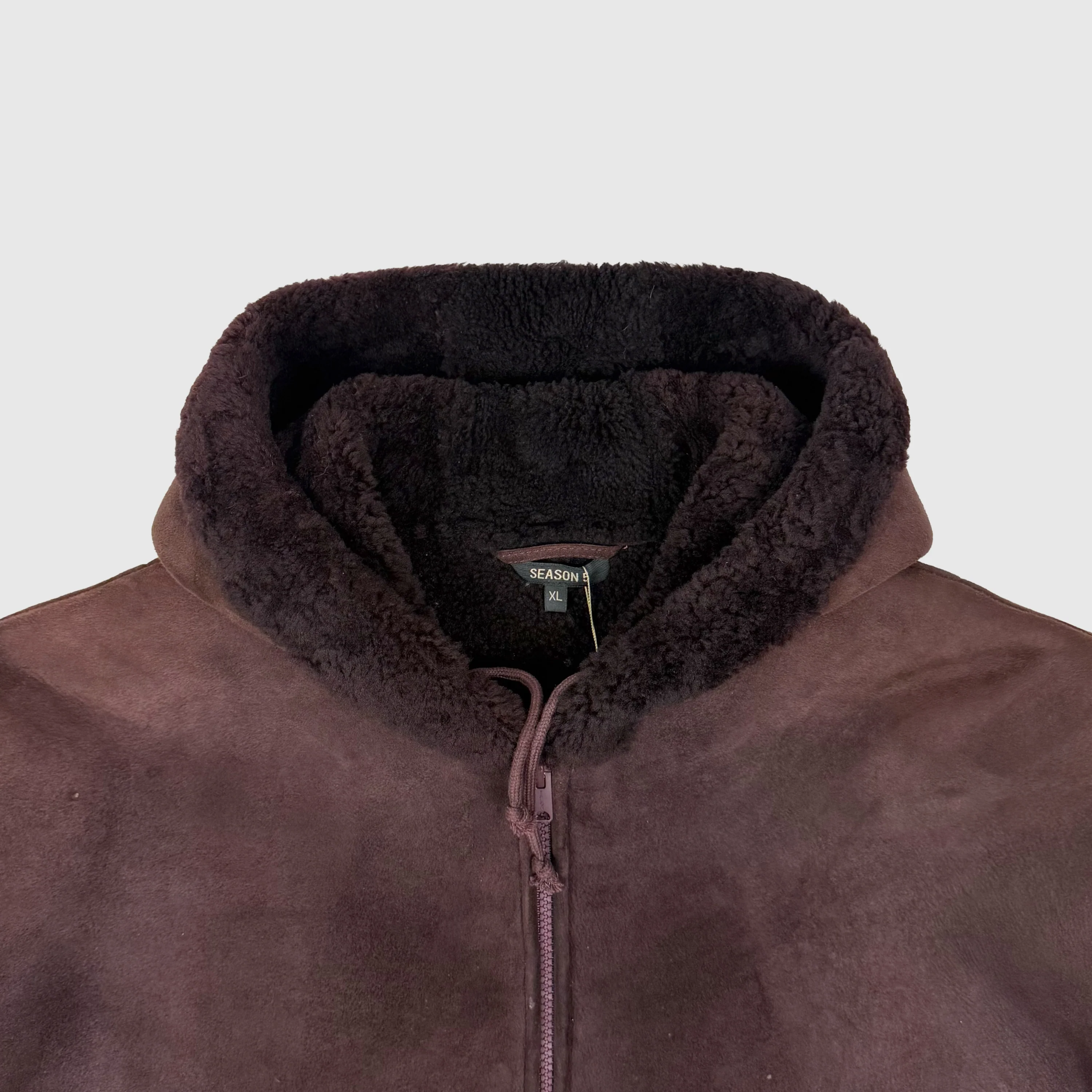 Yeezy Season 5 Shearling Hooded Jacket In Oxblood - Image 3