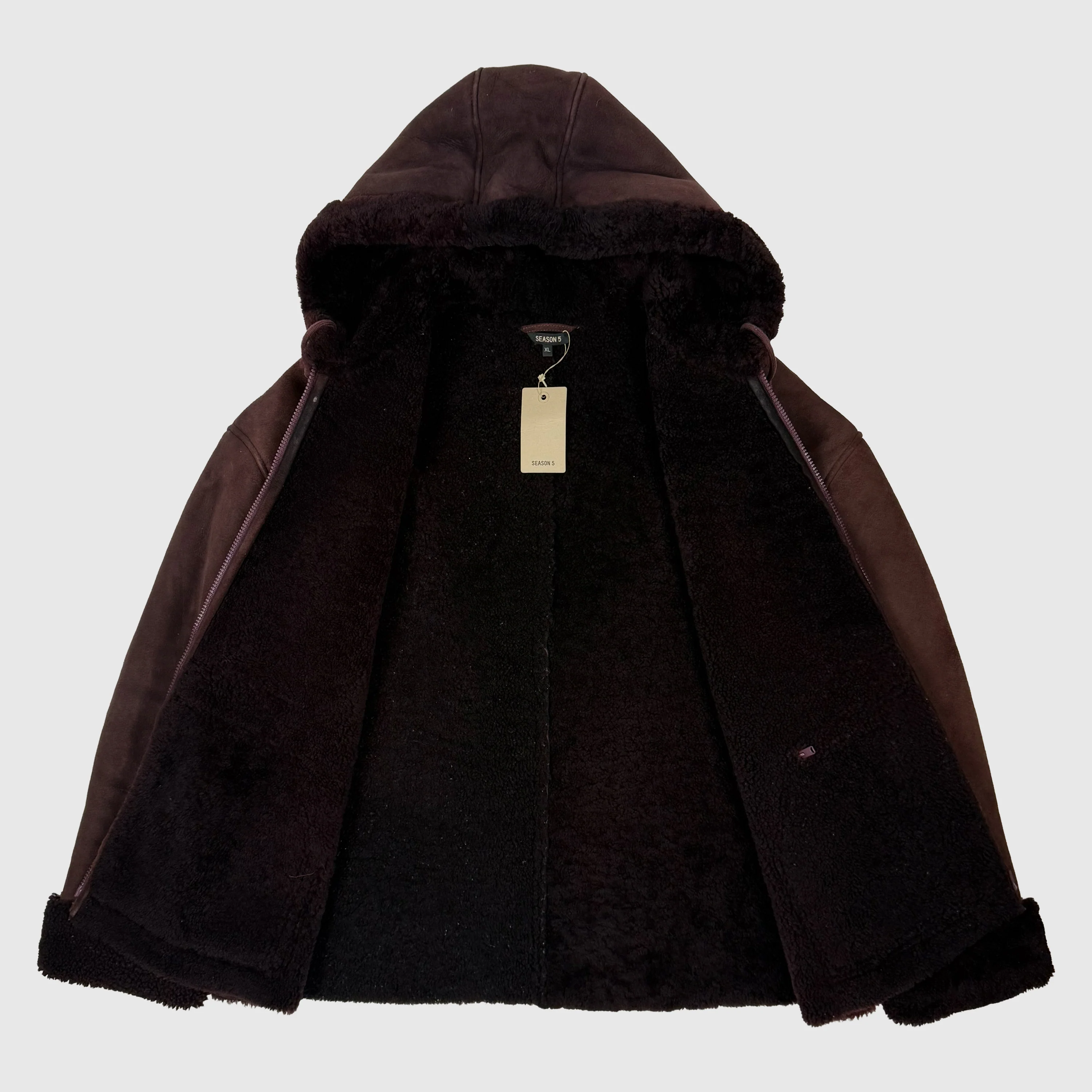 Yeezy Season 5 Shearling Hooded Jacket In Oxblood - Image 6