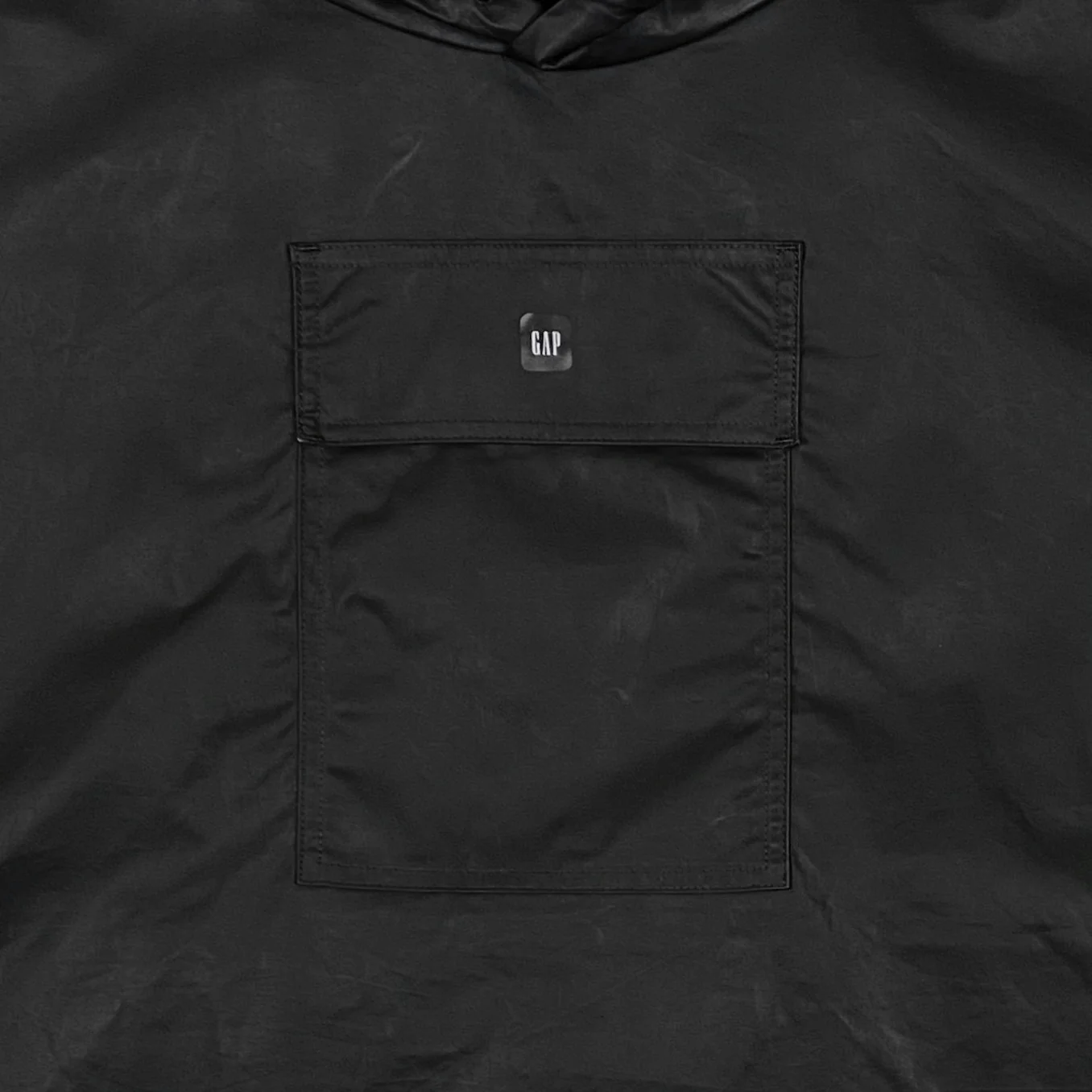 Yeezy Gap Balenciaga 2022 Coated Cotton Hooded Anorak In Black - Image 3