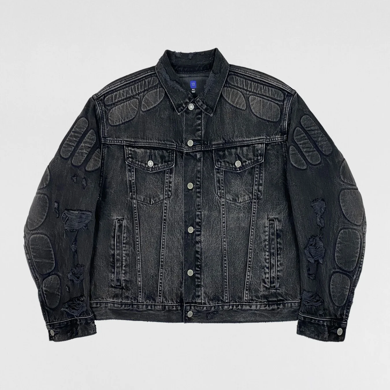 Yeezy Gap Balenciaga 2022 Padded Denim Jacket In Washed Grey