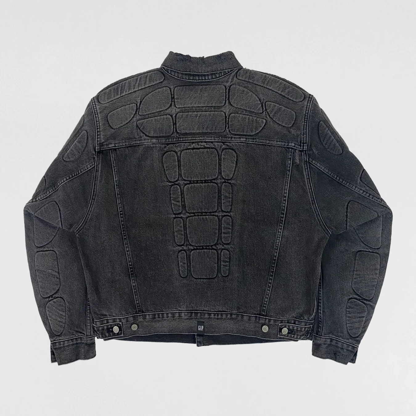 Yeezy Gap Balenciaga 2022 Padded Denim USA Jacket In Washed Grey - Image 4