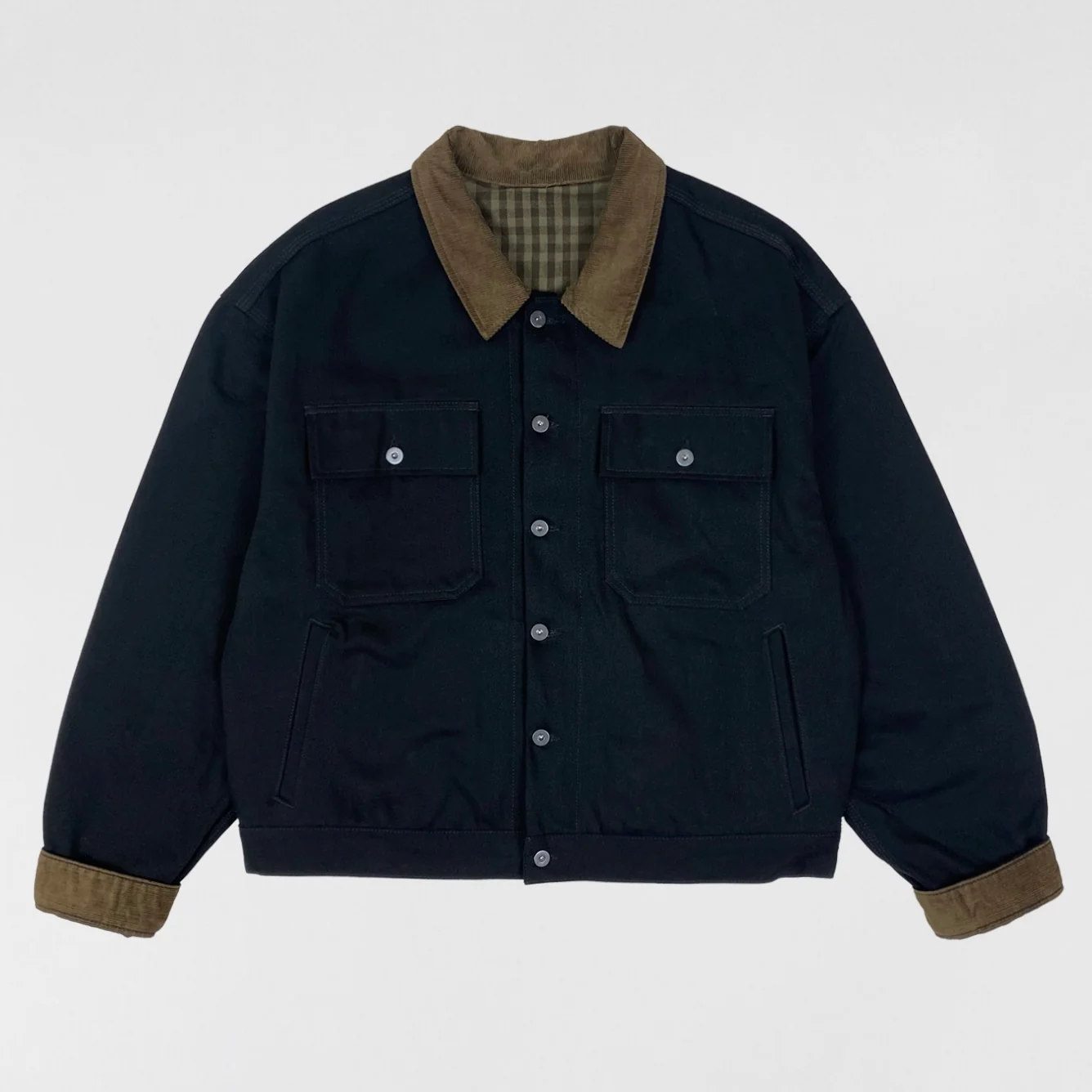 Yeezy Season 6 Flannel Lined Corduroy Denim Sample Jacket In Black